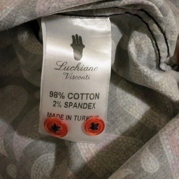 Luchiano Visconti Shirt Mens XL Long Sleeve Button Black Yellow Tear Drops - Picture 7 of 7